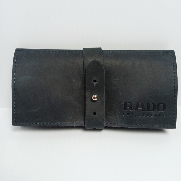 Rado Switzerland Black Leather Watch Roll Travel Organizer Pouch Case